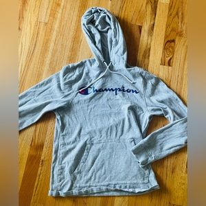 Champion gray logo long sleeved small men women activewear hoodie sweatshirt